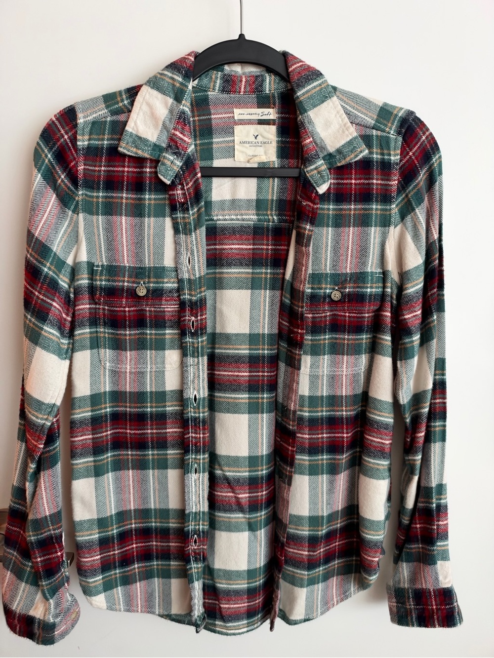 American Eagle Outfitters Women’s  Green & Red Plaid Flannel Shirt XS